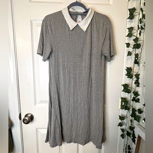 Atmosphere Grey T-Shirt Dress with White Collar